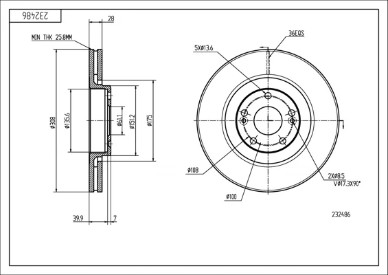 BRZ.KOTOUČ /P/ LAGUNA II 2.0-3.0 01- HART 232486