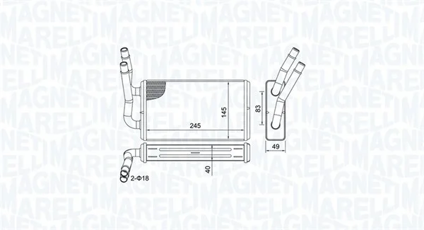 Výměník tepla, vnitřní vytápění MAGNETI MARELLI 350218450000 Výměník tepla, vnitřní vytápění MAGNETI MARELLI 350218450000