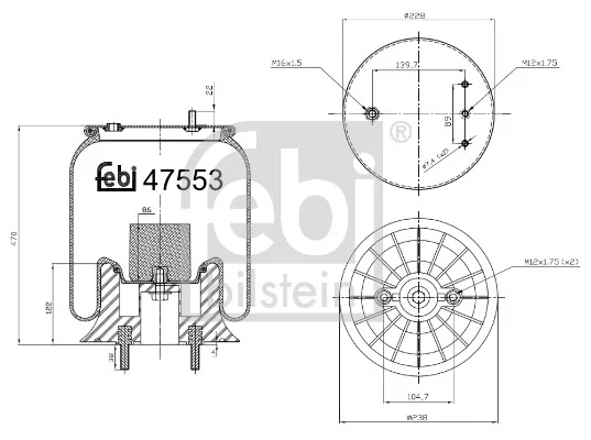 Mech, pneumaticke odpruzeni FEBI BILSTEIN 47553 Mech, pneumaticke odpruzeni FEBI BILSTEIN 47553