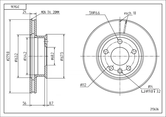 BRZ.KOTOUČ /P/ T4 2.5D 2.4 280/24/20 HART 215636