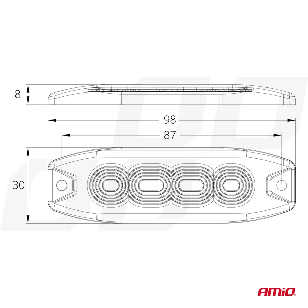 BLESKOVÁ VÝSTRAŽNÁ SVĚTLO, 4 LED AMIO 02298 - Obrázek 4