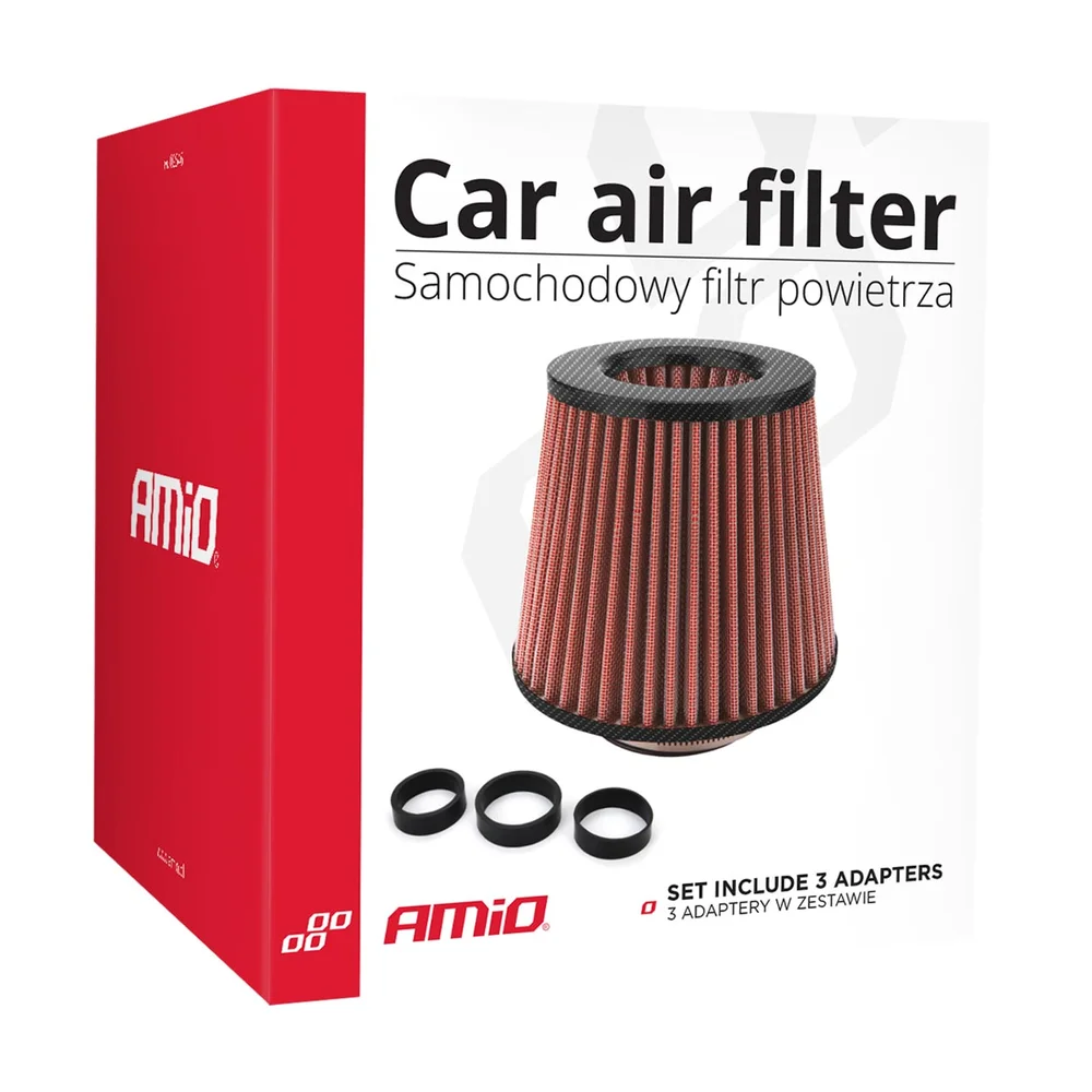VZDUCHOVÝ FILTR KUŽELOVÝ ČERVENÝ UHLÍK AMIO 01713 - Obrázek 3