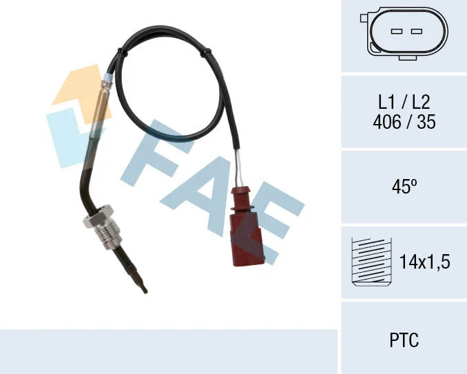 Čidlo, teplota výfukových plynů FAE 68049 – OE 03G906088AC Čidlo, teplota výfukových plynů FAE 68049 – OE 03G906088AC
