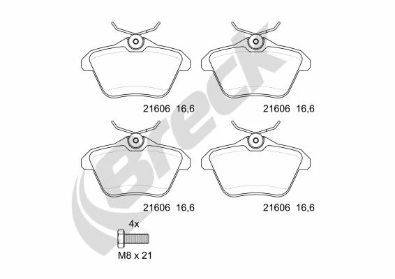 Sada brzdových destiček, kotoučová brzda BRECK 216060070200