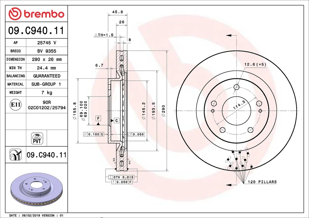 Brzdový kotouč BREMBO 09.C940.11