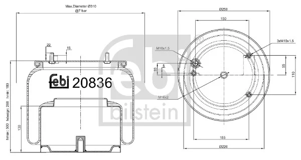 Mech, pneumaticke odpruzeni FEBI BILSTEIN 20836 Mech, pneumaticke odpruzeni FEBI BILSTEIN 20836