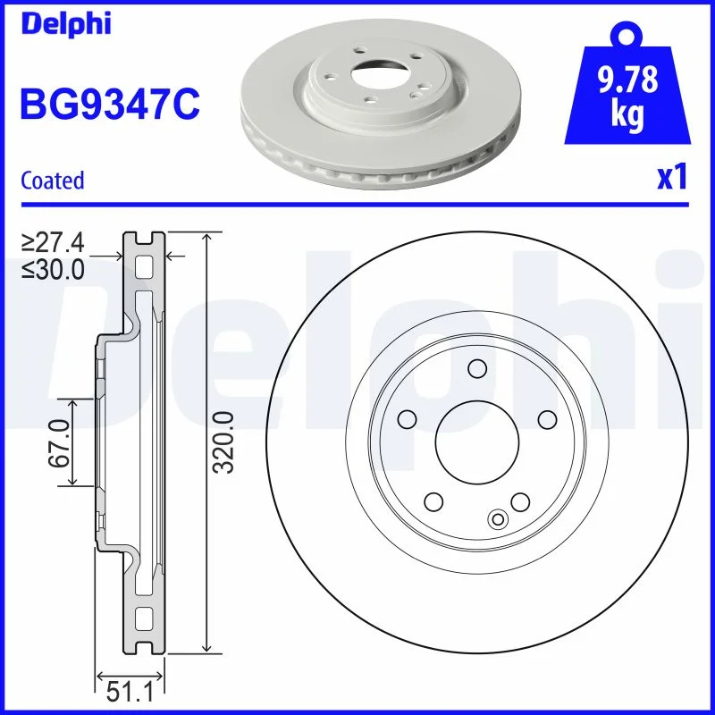Brzdový kotouč DELPHI BG9347C – OE 402065DH0A