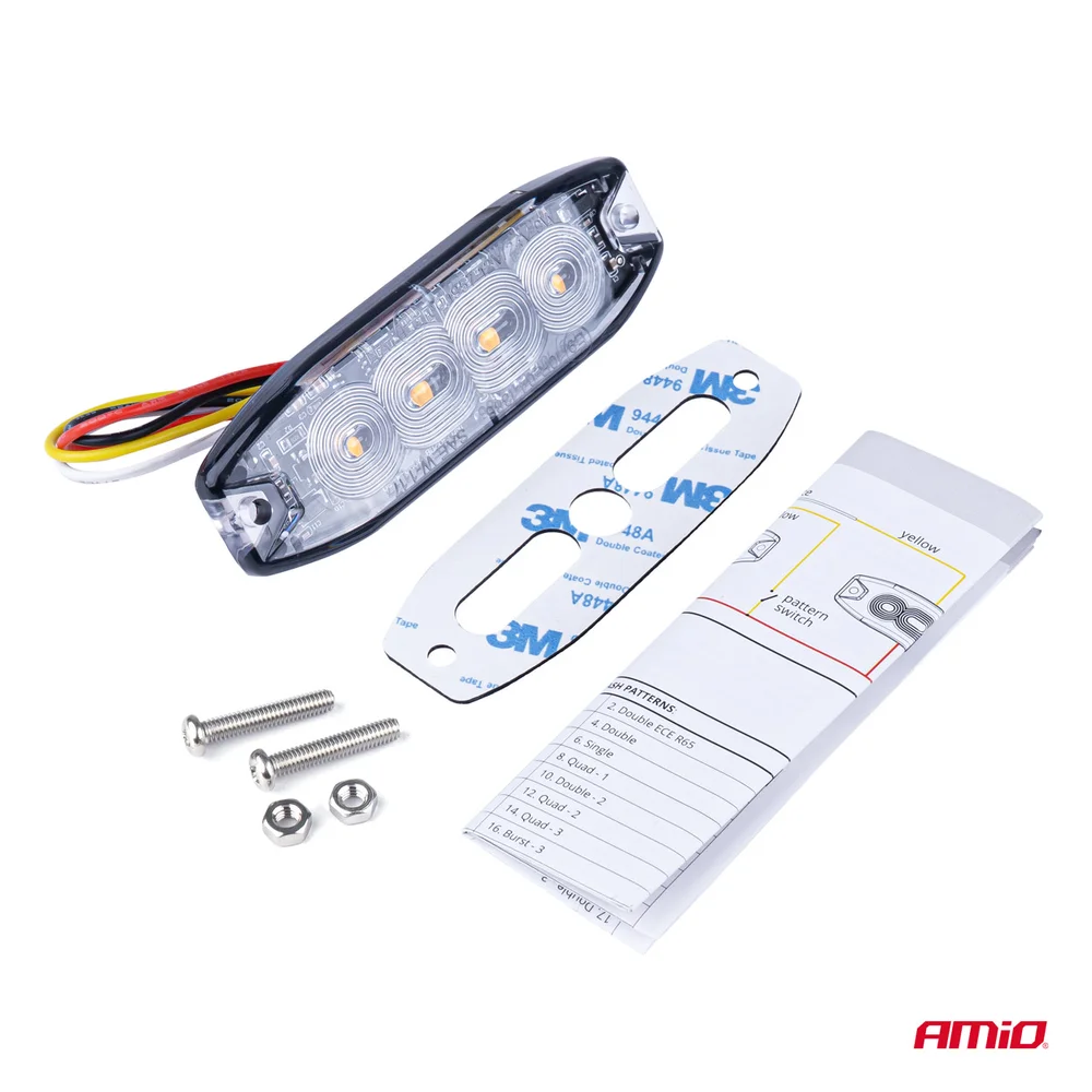 BLESKOVÁ VÝSTRAŽNÁ SVĚTLO, 4 LED AMIO 02298 - Obrázek 3
