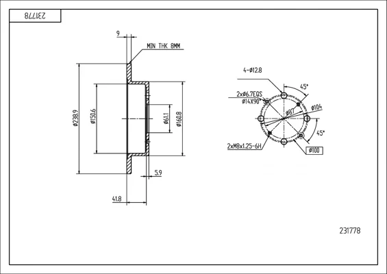 BRZ.KOTOUČ /Z/ JAZZ 1.2I,1.4I 04-08 HART 231778 BRZ.KOTOUČ /Z/ JAZZ 1.2I,1.4I 04-08 HART 231778