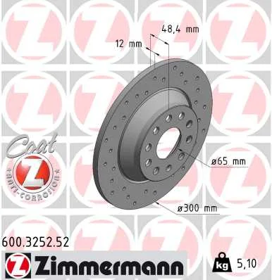 Brzdový kotouč ZIMMERMANN 600.3252.52 Brzdový kotouč ZIMMERMANN 600.3252.52