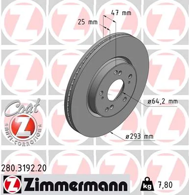 Brzdový kotouč ZIMMERMANN 280.3192.20