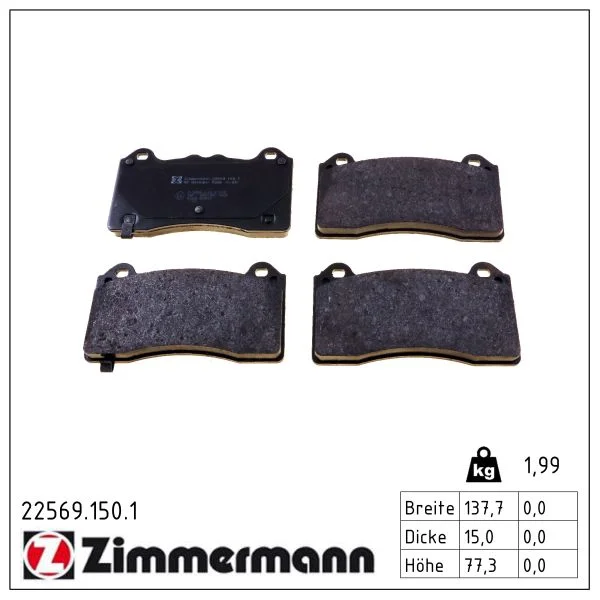 Sada brzdových destiček, kotoučová brzda ZIMMERMANN 22569.150.1