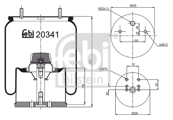 Mech, pneumaticke odpruzeni FEBI BILSTEIN 20341 Mech, pneumaticke odpruzeni FEBI BILSTEIN 20341