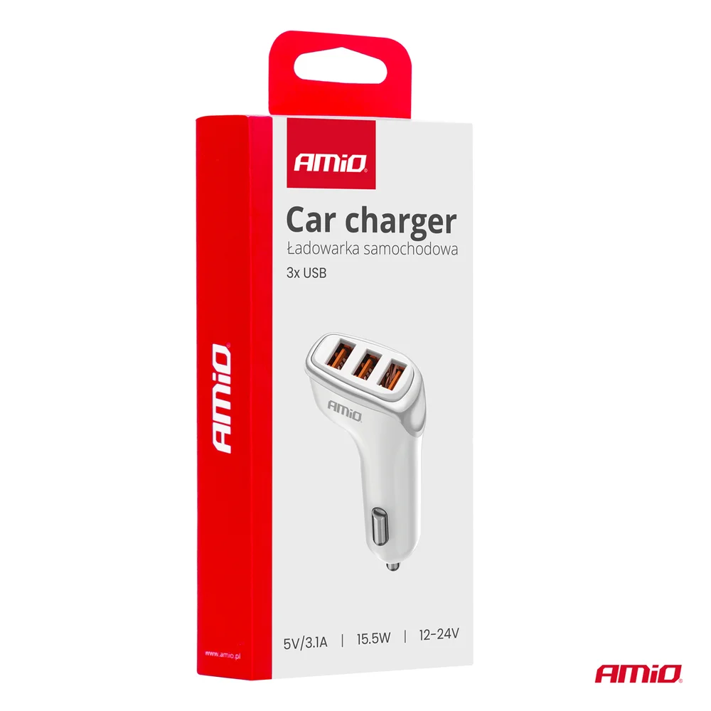 Nabíječka do auta 3x USB-A 3.1A 12/24V AMiO-03885 - Obrázek 5