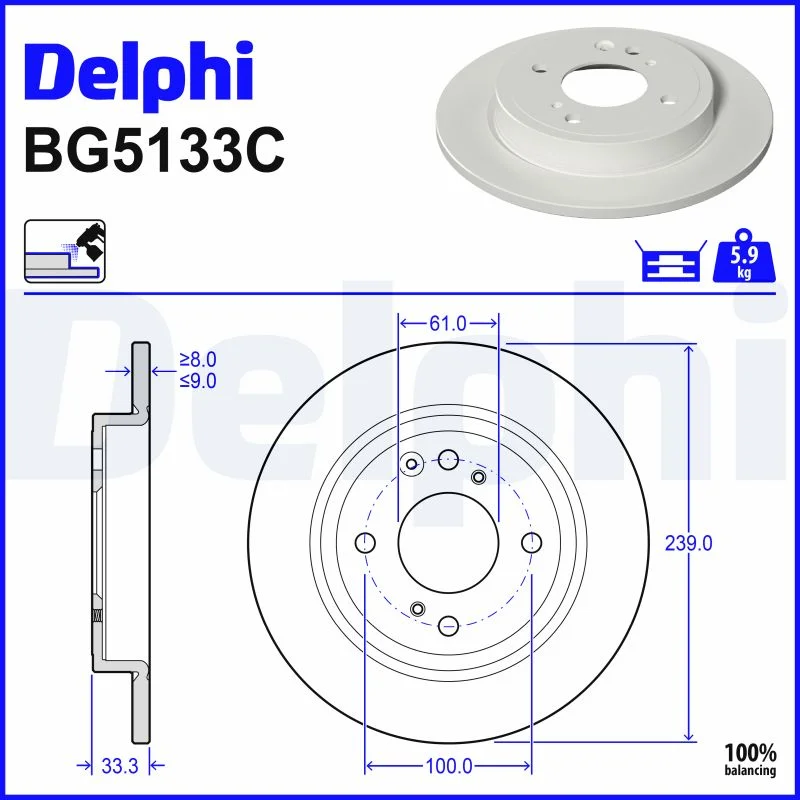 Brzdový kotouč DELPHI BG5133C – OE 42510TZEJ00
