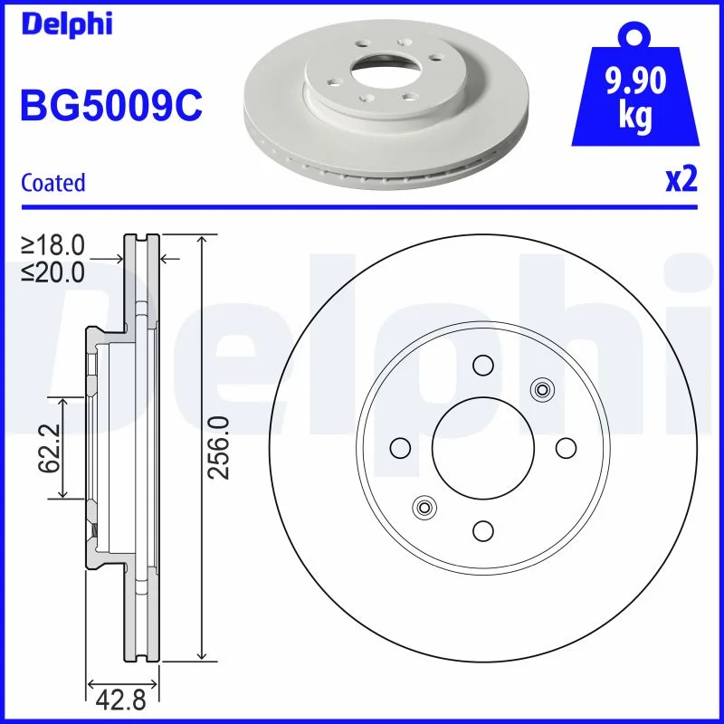 Brzdový kotouč DELPHI BG5009C – OE 51712G6300