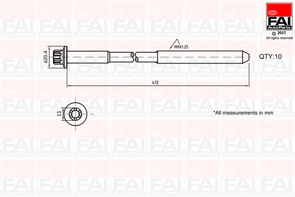 Sada šroubů hlavy válce FAI AutoParts B292 – OE WAM2293 Sada šroubů hlavy válce FAI AutoParts B292 – OE WAM2293