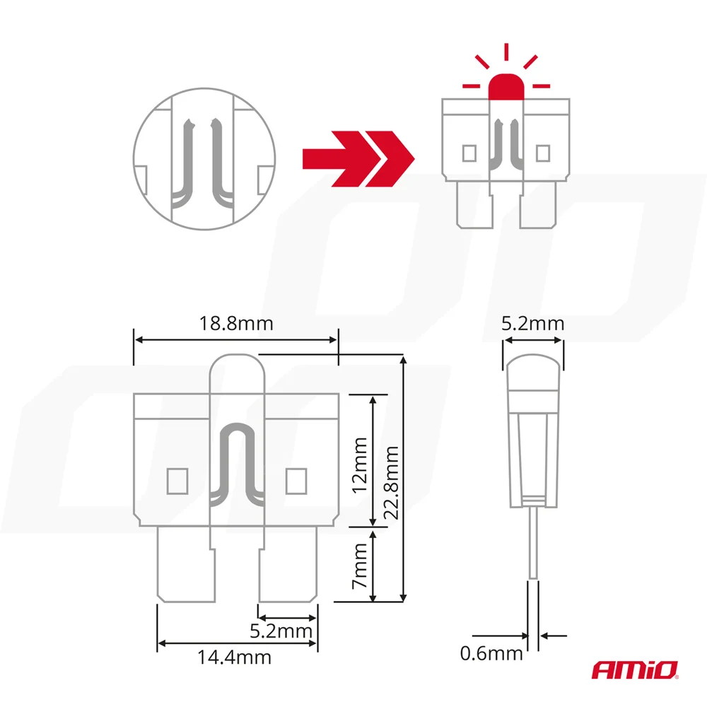 Autopojistky nožové standard s led diódou 10 ks AMiO-04341 - Obrázek 5