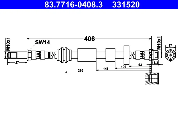 Brzdová hadice ATE 83.7716-0408.3 – OE 31317909
