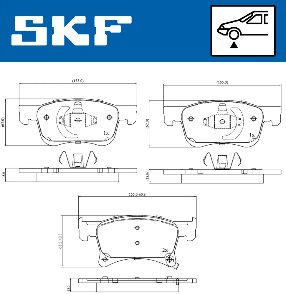 Sada brzdových destiček, kotoučová brzda SKF VKBP80301A
